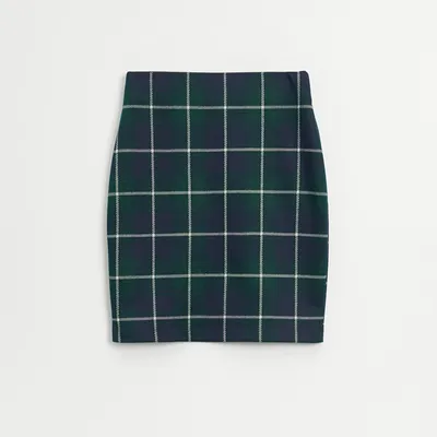 House Dopasowana spódnica mini w kratę zielona - Wielobarwny