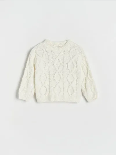 Reserved Sweter o prostym kroju, wykonany z dzianiny. - złamana biel
