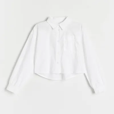Reserved Krótka koszula z kieszonką - Biały