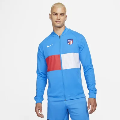 Nike Męska kurtka piłkarska z zamkiem na całej długości Atlético Madryt - Niebieski