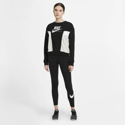 Nike Damskie legginsy ze średnim stanem i logo Swoosh Nike Sportswear Essential - Czerń