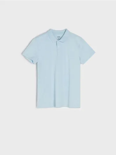 Sinsay Wygodna koszulka wykonana w 100% z bawełnianej dzianiny. - błękitny