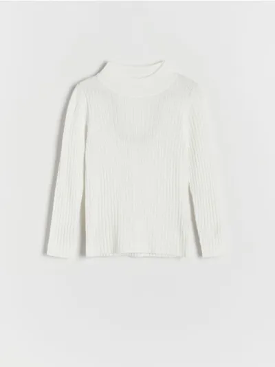 Reserved Sweter o regularnym fasonie, wykonany z dzianiny z wiskozą. - złamana biel