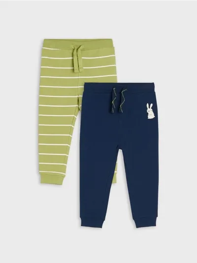 Sinsay Komplet dwóch par bawełnianych spodni jogger. - zielony