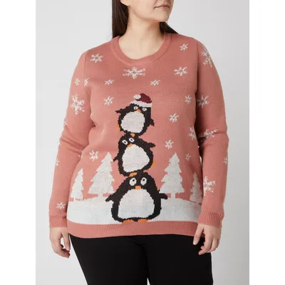 Junarose Junarose Sweter PLUS SIZE ze wzorem bożonarodzeniowym model ‘Ingo’