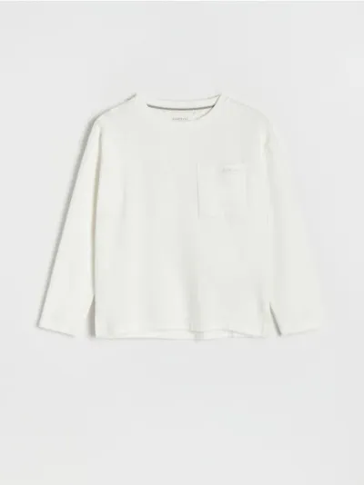 Reserved Koszulka typu longsleeve, wykonana ze strukturalnej, bawełnianej dzianiny. - złamana biel