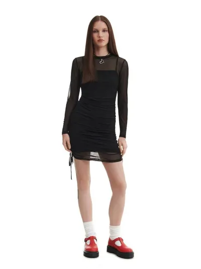 Cropp Czarna sukienka mini z siateczki mesh