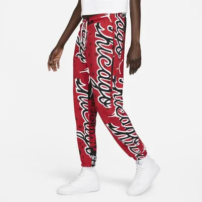 Nike Damskie dzianinowe spodnie z nadrukiem na całej powierzchni Jordan - Czerwony