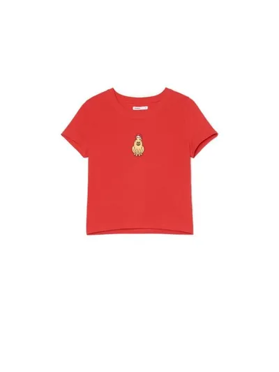 Cropp Czerwona świąteczna koszulka z kapibarą