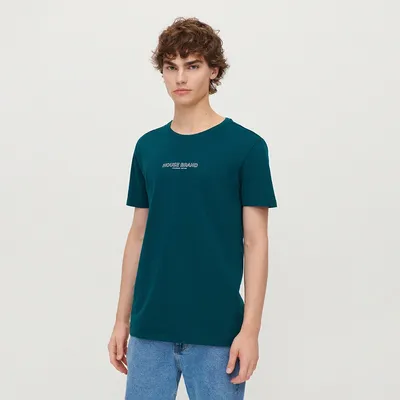 House Ciemnozielona koszulka slim fit - Zielony