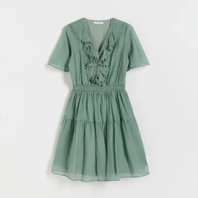 Reserved Sukienka z lyocellem - Zielony