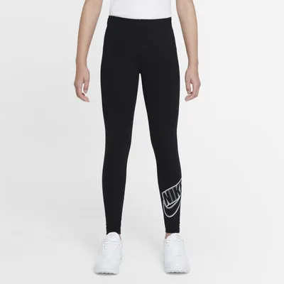 Nike Legginsy z nadrukiem dla dużych dzieci (dziewcząt) Nike Sportswear Favorites - Czerń