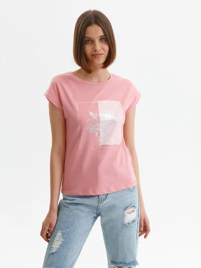 Top Secret T-shirt damski z kwiatowym nadrukiem