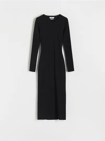 Reserved Sukienka o dopasowanym kroju, wykonana z gładkiej bawełnianej dzianiny. - czarny