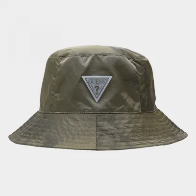 Guess Damski kapelusz GUESS EVETTE JACQUARD BUCKET HAT - oliwkowy/khaki
