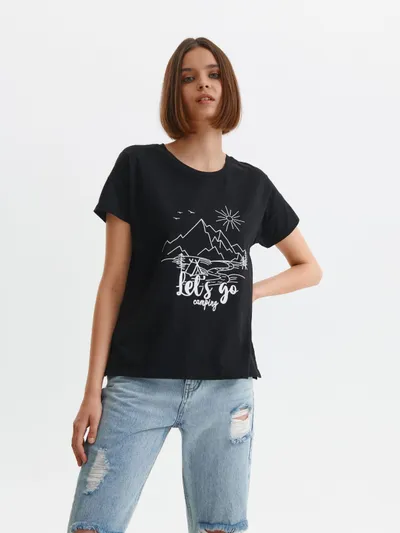 Top Secret Damski t-shirt oversize z nadrukiem