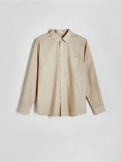Reserved Koszula o swobodnym kroju z kolekcji PREMIUM, wykonana z tkaniny z wiskozą. - beżowy