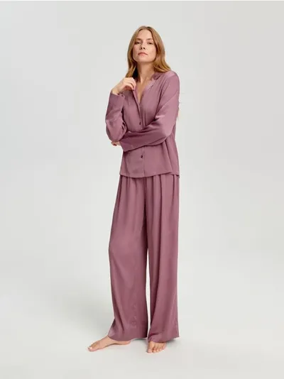 Sinsay Elegancka piżama dwuczęściowa w kolorze pudrowego różu. - fioletowy
