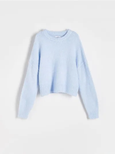 Reserved Sweter o swobodnym fasonie, wykonany z przyjemnej w dotyku dzianiny. - jasnoniebieski
