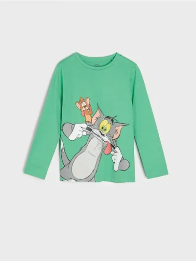 Wygodna koszulka wykonana z miękkiej bawełny. Ozdobny nadruk Tom i Jerry. - zielony