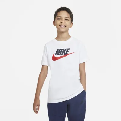 Nike Bawełniany T-shirt dla dużych dzieci Nike Sportswear - Biel