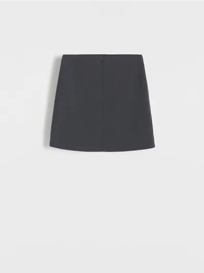Reserved Spódnica o trapezowym fasonie, wykonana z gładkiej dzianiny z bawełną. - ciemnoszary