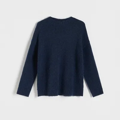 Reserved Sweter z domieszką wełny - Granatowy