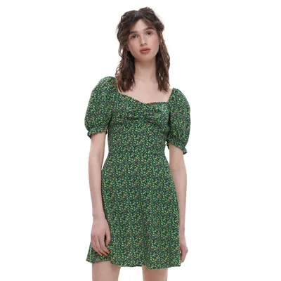 Cropp Zielona sukienka w kwiaty