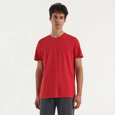 House Gładka koszulka regular fit Basic czerwona - Czerwony