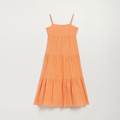 House Bawełniana sukienka maxi na ramiączkach pomarańczowa - Pomarańczowy