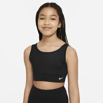 Nike Stanik sportowy dla dużych dzieci (dziewcząt) Nike Dri-FIT Swoosh Luxe - Czerń