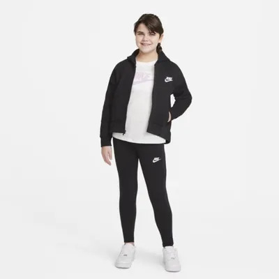 Nike Bluza z kapturem i zamkiem na całej długości dla dużych dzieci (dziewcząt) Nike Sportswear Club Fleece (o wydłużonym rozmiarze) - Czerń