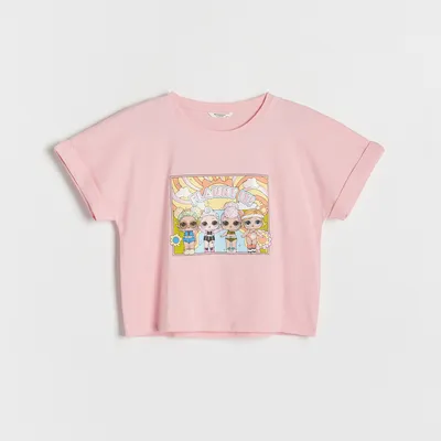 Reserved Bawełniany t-shirt L.O.L. Surprise - Różowy