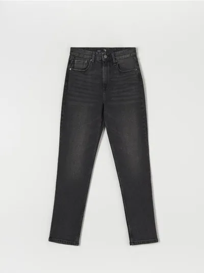 Sinsay Spodnie jeansowe o prostym kroju, uszyte z bawełny z domieszką elastycznych włókien. - szary