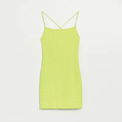 House Dopasowana sukienka mini na ramiączkach żółta - Zielony