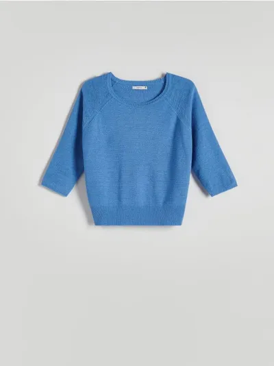Reserved Sweter o regularnym kroju, wykonany z lekkiej dzianiny. - niebieski