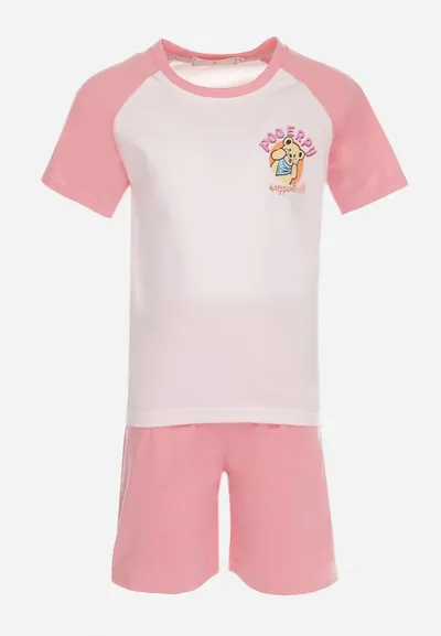 Born2be Różowe 2-częściowy Komplet Piżamowy z T-shirtem i Szortami Hefienne
