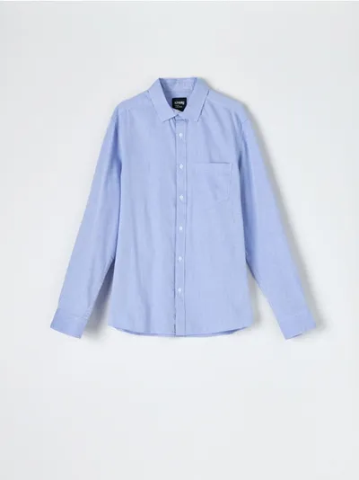 Sinsay Bawełniana koszula o kroju regular fit. - niebieski