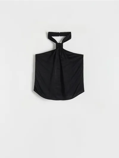 Reserved Bluzka z kolekcji PREMIUM, wykonana z gładkiej tkaniny z wiskozy. - czarny