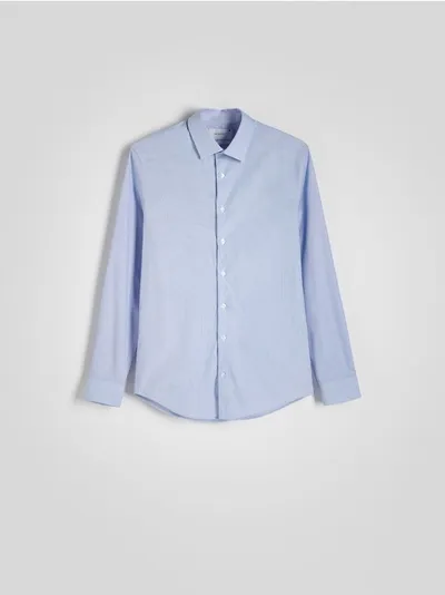 Reserved Koszula o dopasowanym kroju, wykonana z bawełnianej tkaniny. - niebieski