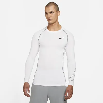 Nike Męska koszulka z długim rękawem i o przylegającym kroju Nike Pro Dri-FIT - Biel