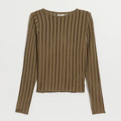 House Ażurowy sweter z bawełny brązowy - Zielony