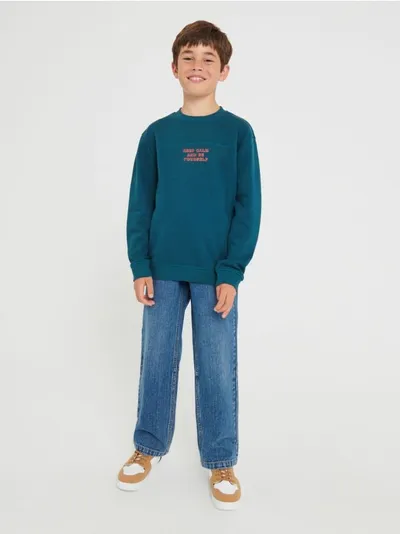 Sinsay Spodnie jeansowe wykonane z bawełnianej tkaniny. - niebieski