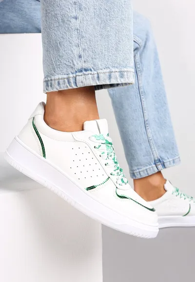 Renee Zielone Sneakersy z Kolorowymi Sznurówkami i Metalicznymi Wstawkami Lania