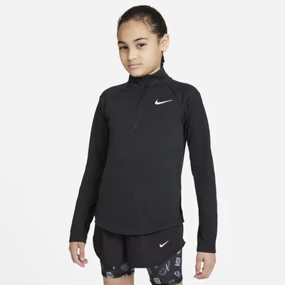 Nike Koszulka z długim rękawem do biegania dla dużych dzieci (dziewcząt) Nike Dri-FIT - Czerń