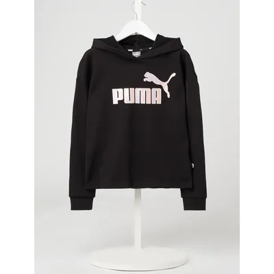 Puma Puma Bluza krótka z kapturem z logo z efektem metalicznym