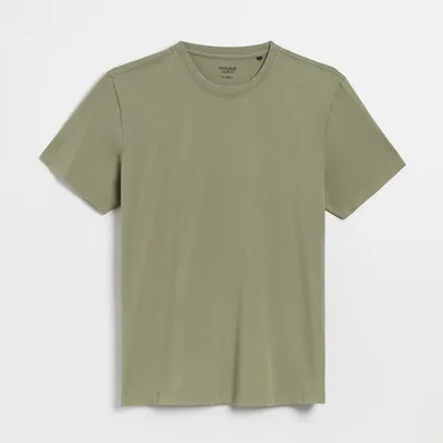 House Luźna koszulka z efektem acid wash oliwkowa - Zielony