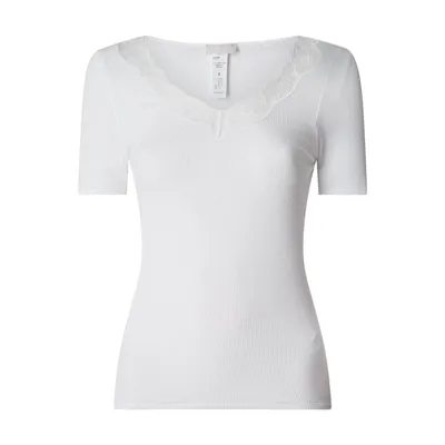 Hanro Hanro T-shirt z obszyciem koronką model ‘Lace Delight’