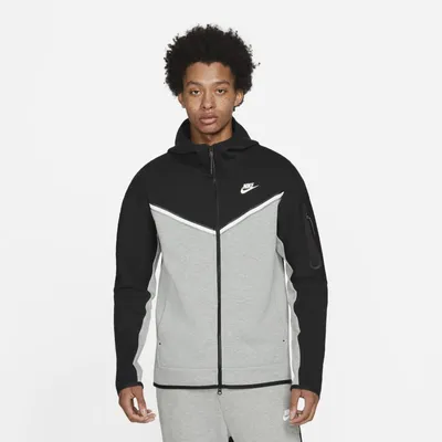 Nike Męska bluza z kapturem i zamkiem na całej długości Nike Sportswear Tech Fleece - Czerń