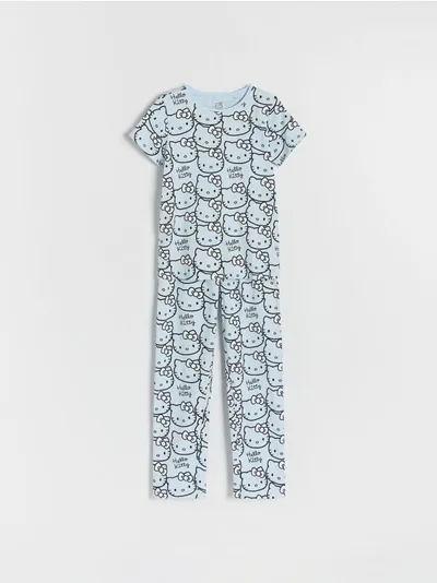 Reserved Piżama składająca się z koszulki i spodni, uszyta z bawełny. - jasnoniebieski